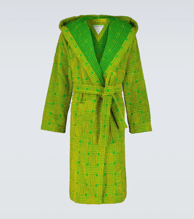 Shop Bottega Veneta Cotton Terry Bathrobe In Parakeet-kiwi