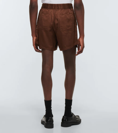 Shop Dries Van Noten Satin Shorts In Brown