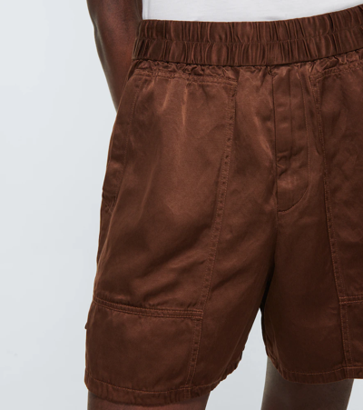 Shop Dries Van Noten Satin Shorts In Brown