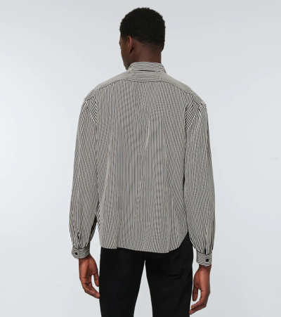 Shop Saint Laurent Silk Long-sleeved Shirt In Noir/craie
