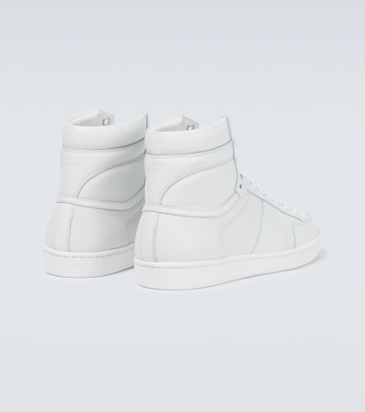 Saint Laurent Men's Court Classic Sl/10h High Top Perforated & Grained Leather Sneakers In Blanc Optique