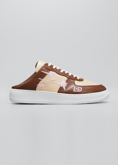 Shop Lost Daze Men's Space Force 1 Leather Sneaker Mules In Brown
