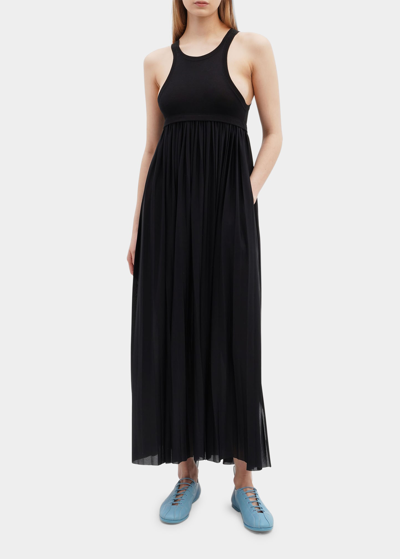 Shop Vaara Pleated Scoop-neck Maxi Dress, Black