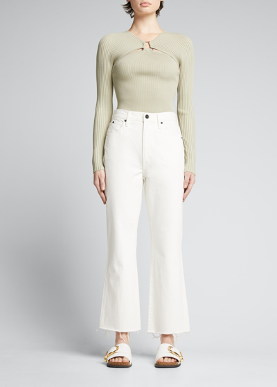 Shop Slvrlake Frankie High-rise Crop Flare Rigid Jeans In White