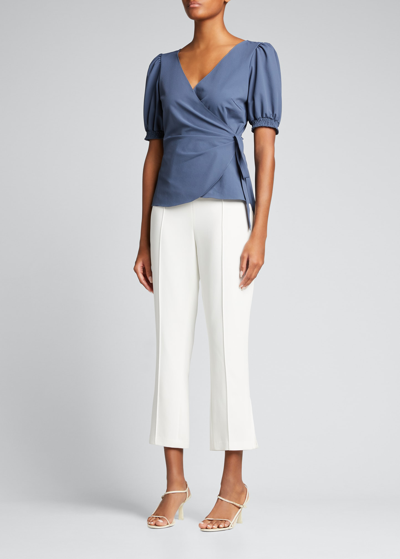 Shop Cinq À Sept Brianne Slit-leg Trousers In Ivory