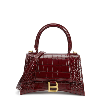 Luxury bag - Small Hourglass Graphity burgundy bag in crocodile-effect  leather
