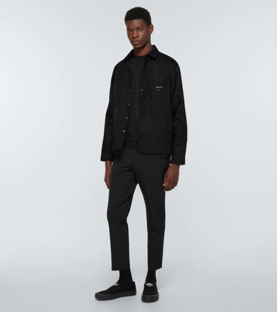 Prada Re-nylon Brand-plaque Recycled-polyamide Shirt In Nero