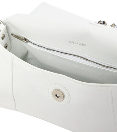 Shop Balenciaga Downtown Small Leather Shoulder Bag In White & Black