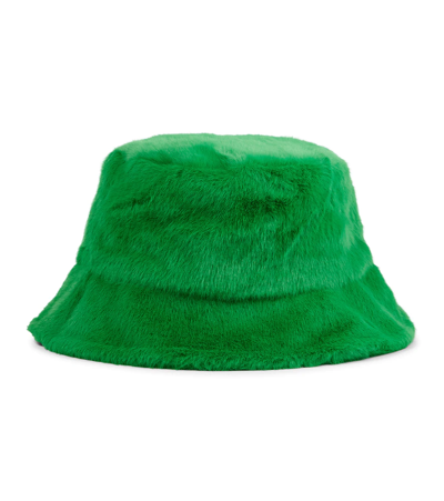 Shop Stand Studio Wera Faux Fur Bucket Hat In Green