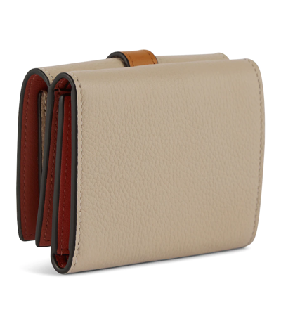 Shop Loewe Trifold Leather Wallet In Light Oat/honey