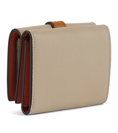 Loewe Trifold Leather Wallet In Light Oat/honey