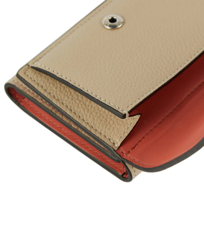 Shop Loewe Trifold Leather Wallet In Light Oat/honey