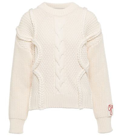 Shop Golden Goose Cable-knit Wool Sweater In Natural White