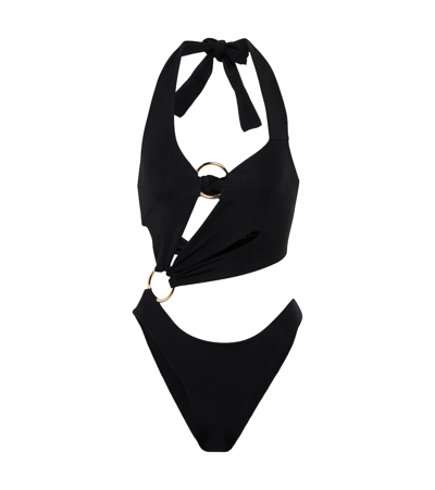 Louisa Ballou Sex Wax Halterneck Cutout Swimsuit In Black