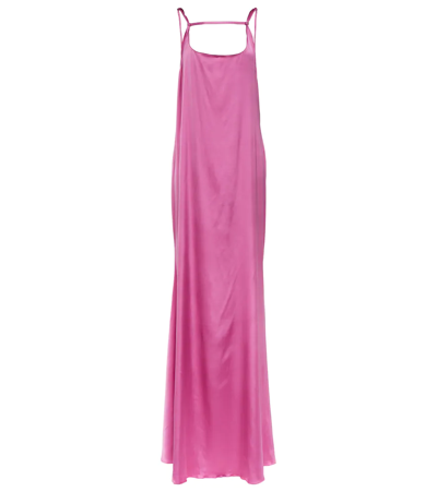 Shop Jacquemus La Robe Mentalo Satin Maxi Dress In Pink