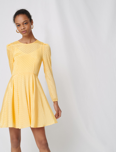 Maje Yellow Jacquard Skater Dress | ModeSens