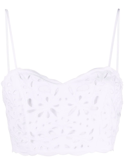 Shop Chloé Broderie-anglaise Cotton Top In Weiss