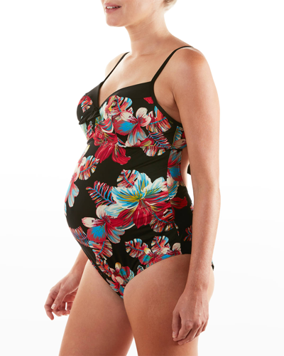 Shop Cache Coeur Maternity Vahine Floral One-piece Swimsuit In Multico