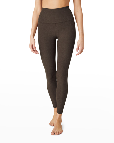 Shop Beyond Yoga Caught In The Midi High-waist Space-dye Leggings In Chocolate Chip Es