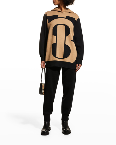 Shop Burberry Larkan Monogram Motif Cashmere Jogging Pants In Black