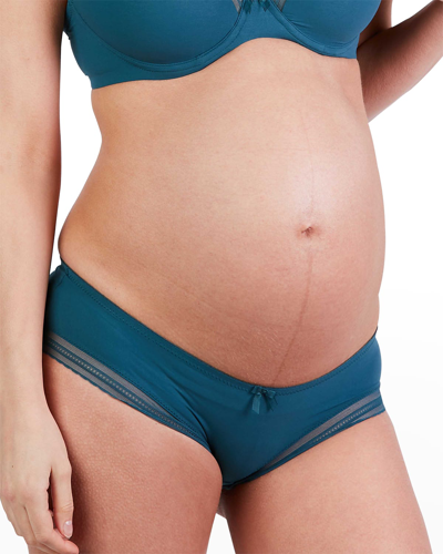 Shop Cache Coeur Maternity Milk Lace-trimmed Briefs In Green