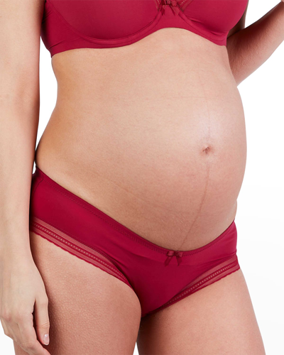 Shop Cache Coeur Maternity Milk Lace-trimmed Briefs In Burgundy