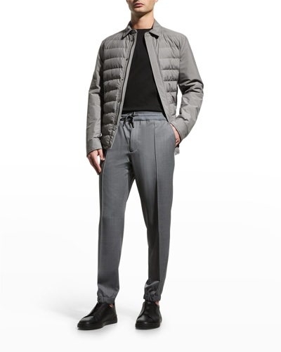 Shop Zegna Men's High Performance Wool Joggers In Md Gry Sld