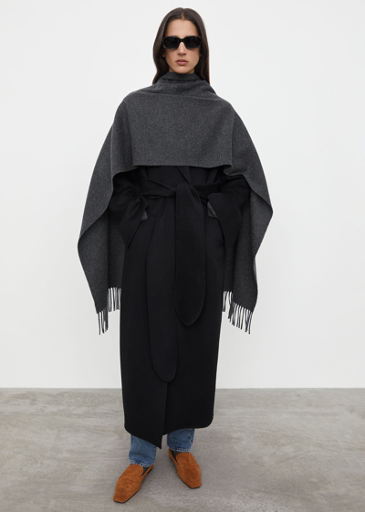 Totême Classic Wool Scarf Dark Grey Melange In Dark Grey Melange