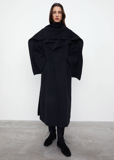 Totême Wool Cashmere Long Double Scarf In Black