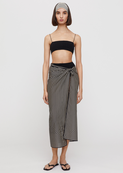Totême Smocked Bikini Top Black In Black