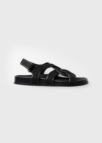 Totême Croco Caged Slingback Sandals In Black