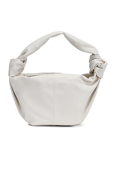 Shop Bottega Veneta Teen Double Knot Shoulder Bag In White & Gold