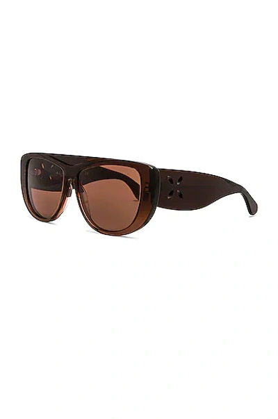 Shop Alaïa Petal Flat Top Sunglasses In Brown