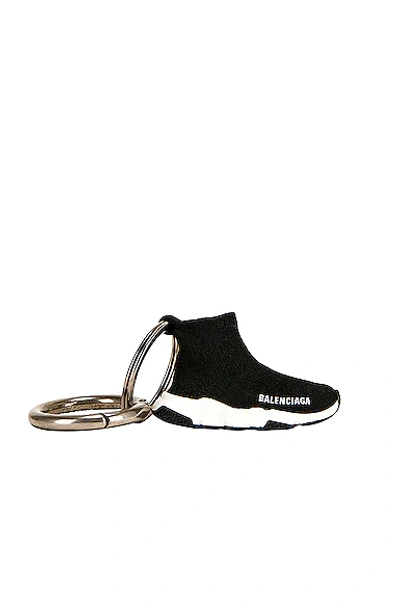 Shop Balenciaga Speed Key Ring In Black & White