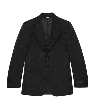 Shop Gucci Jumbo Gg Canvas Blazer In Black