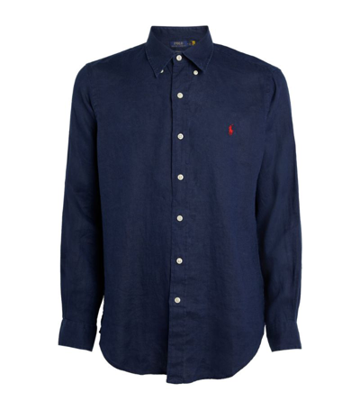 Shop Polo Ralph Lauren Linen Shirt In Navy