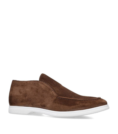 Shop Eleventy Suede Slip-on Boots In Brown