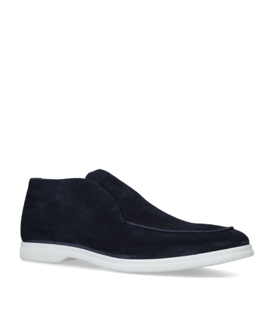 Shop Eleventy Suede Slip-on Boots In Navy