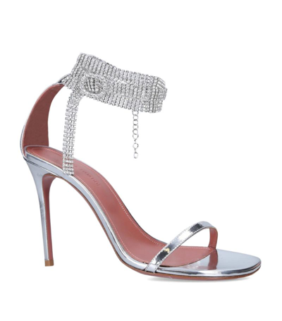 Shop Amina Muaddi Giorgia Crystal Sandals 105 In Silver