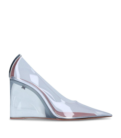 Shop Amina Muaddi Transparent Ane Wedge Sandals 95 In Multi