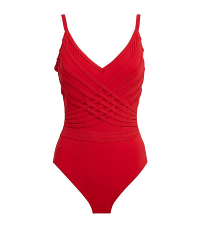 Shop Gottex V-neck Swimsuit In Red