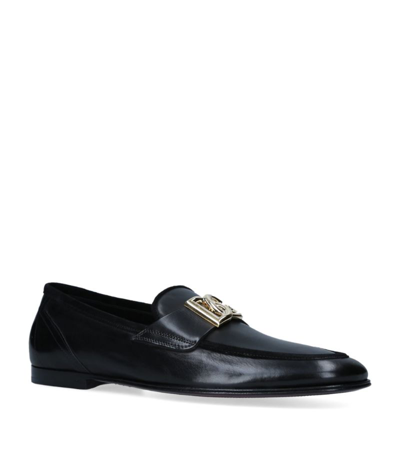 Shop Dolce & Gabbana Leather Crossover Logo Loafers In Multi