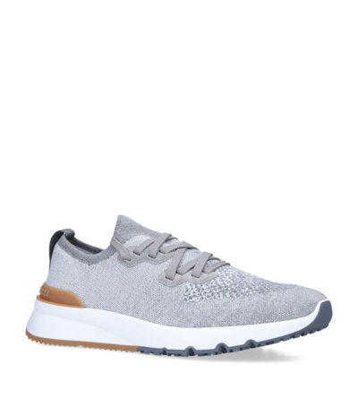 Shop Brunello Cucinelli Knitted Sneakers In Grey
