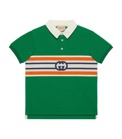 Shop Gucci Kids Interlocking G Polo Shirt (6-10 Years) In Green