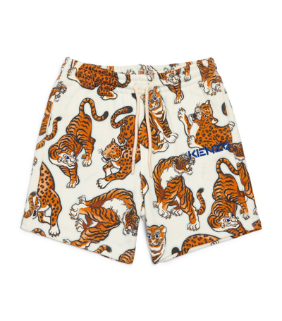 Shop Kenzo Tiger Drawstring Shorts (6-36 Months) In White