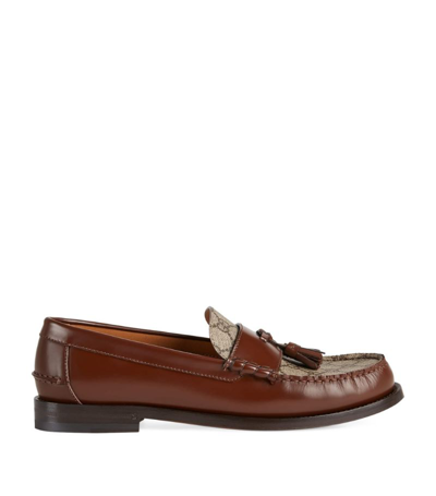 Shop Gucci Gg Supreme Loafers In Brown