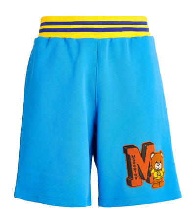 Shop Moschino Teddy Bear Appliqué Shorts In Blue