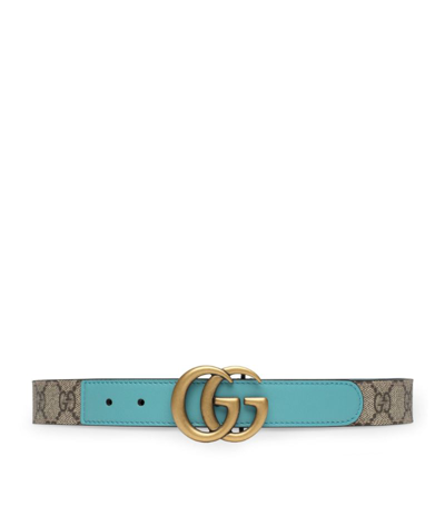 Shop Gucci Kids Gg Marmont Reversible Belt In Blue