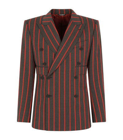 Shop Dolce & Gabbana Double-breasted Pinstripe Suit Jacket In Multi