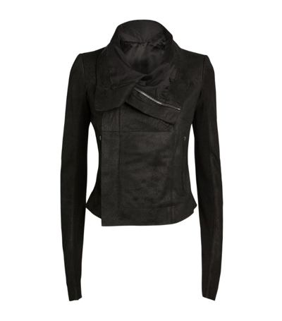 Shop Rick Owens Leather Biker Jacket In Black